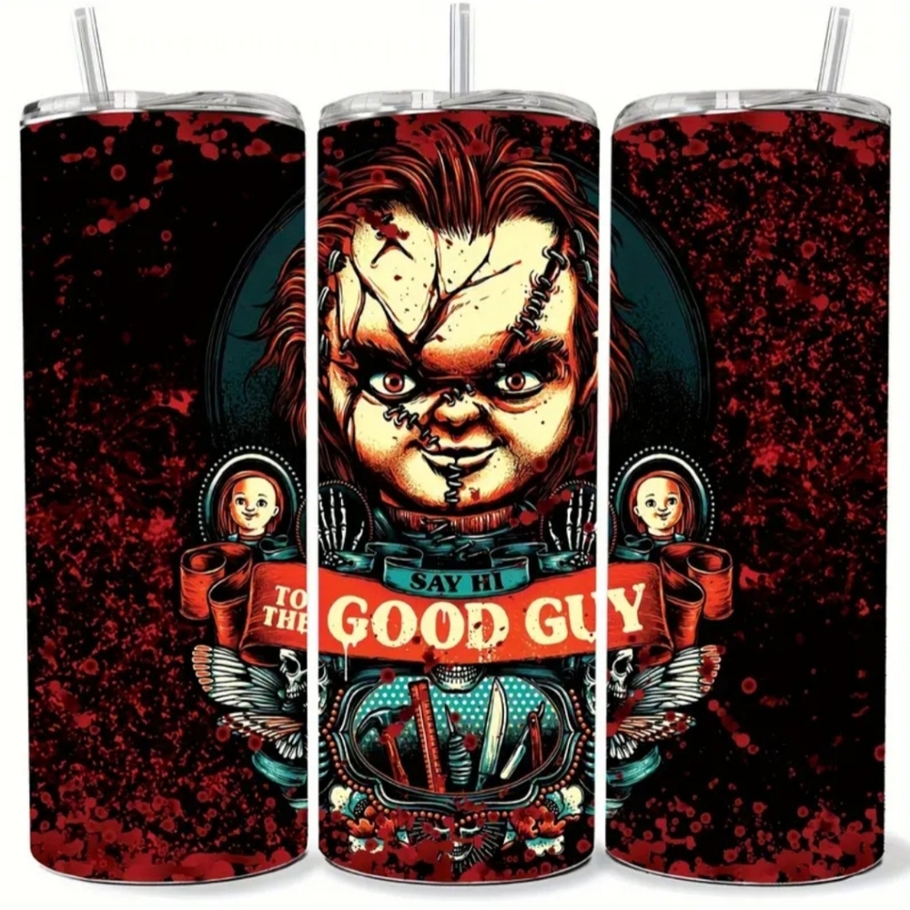 New 20oz Good Guys Chucky Tumbler With Straw